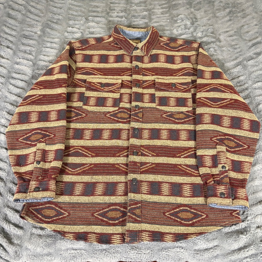 CE Schmidt Workwear Mens Large Southwestern Aztec Wool Blend Flannel Shirt AR966